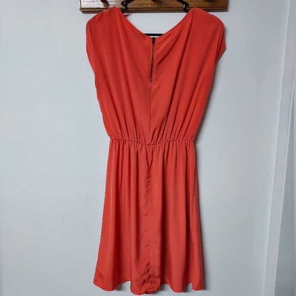 🍂 Mossimo Y2K 2000s orange ruched goddess dress women's S junior's M - Picture 3 of 3